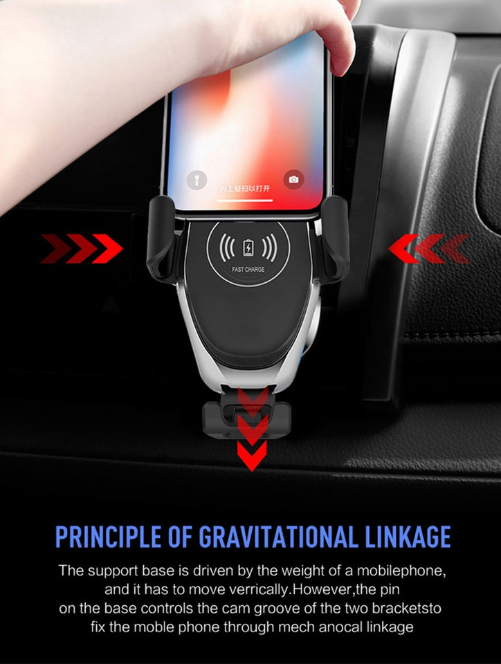 Smart Sensor Car Mount 360 Degree Rotation QI Wireless Charger